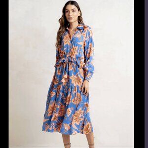 Omika Adele Midi Dress Blue Pink XS | Resort Boho